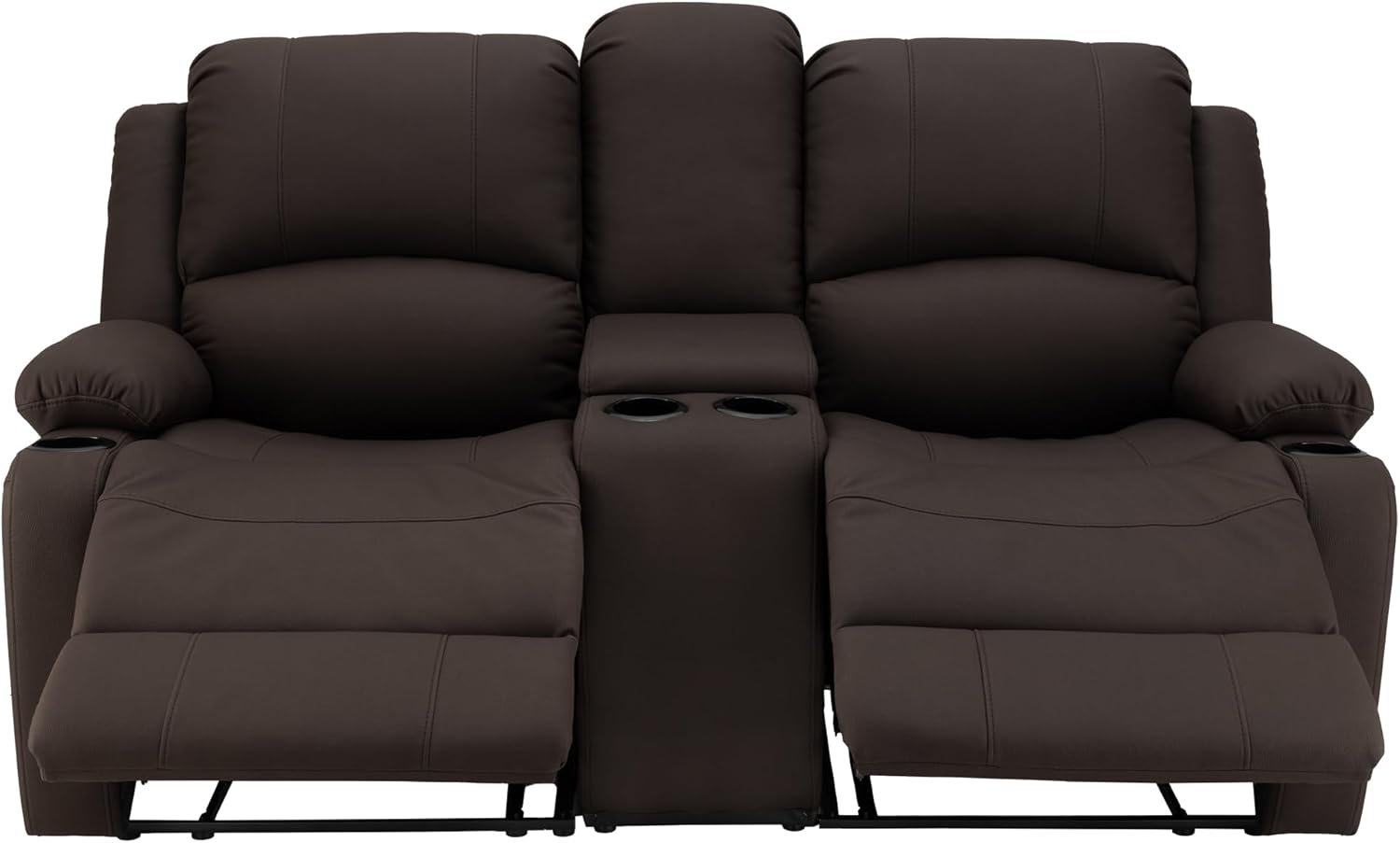 67" Wall Hugger Reclining | RV Theater Seats | Double Recliner RV Sofa & Console | RV Couch | RV Theater Seating | RV Furniture (Manual, Chocolate)