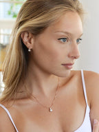 Mariell Rose Gold Round-Cut Cubic Zirconia Necklace Earrings Set for Brides, Bridesmaids & Everyday Wear