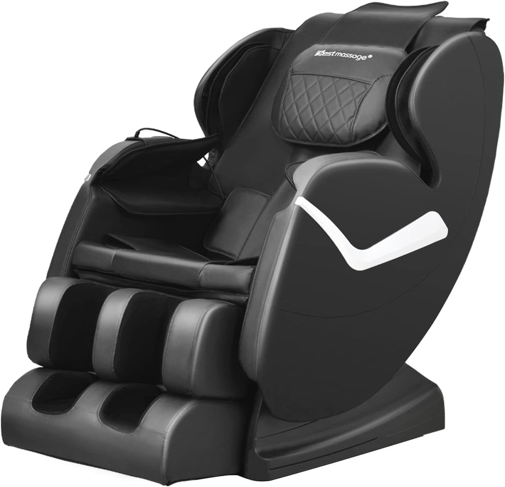 Massage Chair Zero Gravity Full Body Electric Shiatsu Massage Chair Recliner with Foot Rollers Built-in Heat Therapy Air Massage System Stretch Vibrating for Home Office(Black)