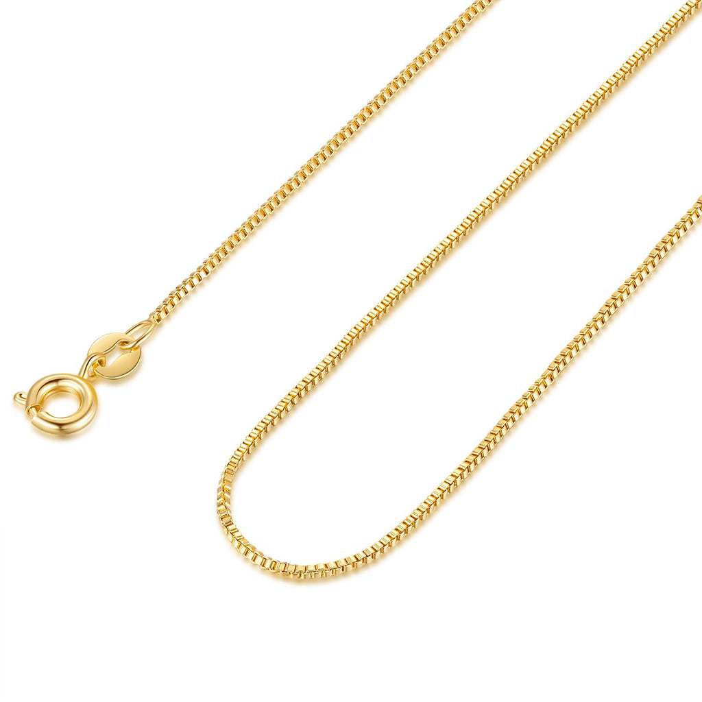 PPRLIFE 14K guldhalskæde til kvinder guld kæde til mænd 1 mm bred tynd boxkæde tynd halskæde til kvinder kæder minimalistisk klassisk hip-hop halskæder ikke misfarvende 16-26in (18in)