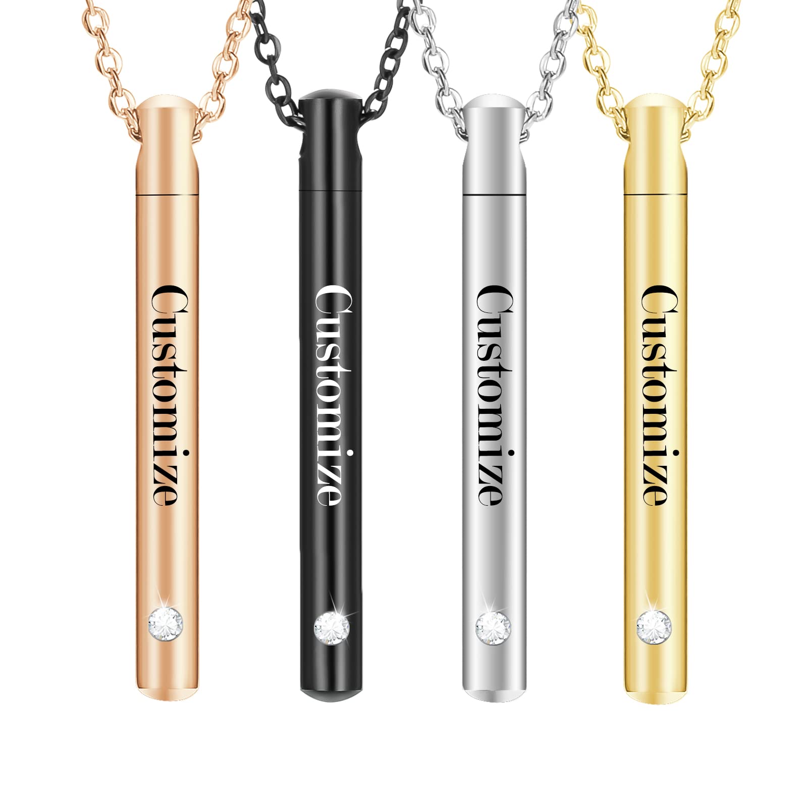 XIUDA Urn Necklace for Ashes Stainless Steel Cremation Necklace with Crystal Memorial Pendant Necklace