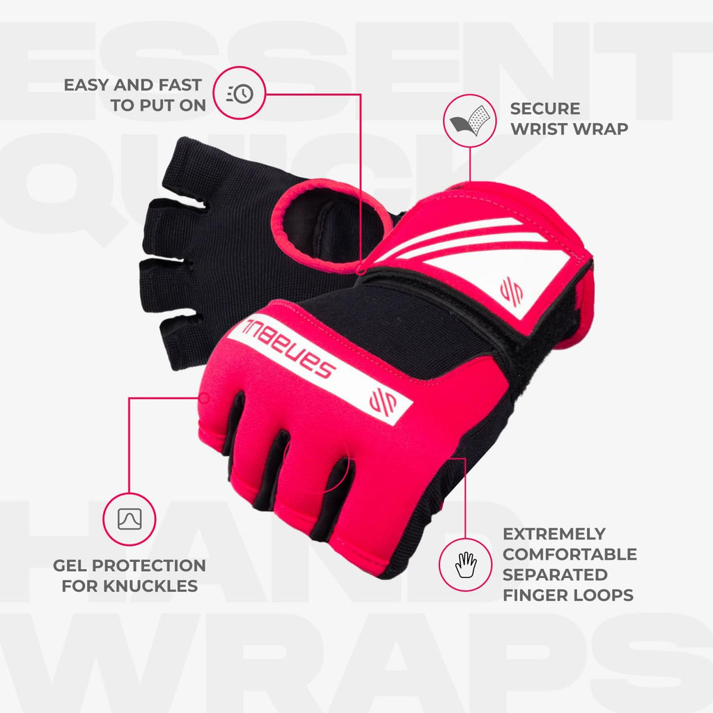 Sanabul Gel Boxing Hand Wraps for Men & Women Muay Thai MMA Kickboxing Quick Wraps Boxing Inner Gloves Wrist Knuckle Protection
