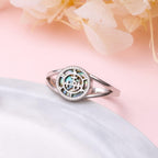 DAOCHONG Sigil of Lilith Abalone Shell Statement Ring S925 Sterling Silver Sigil of Lilith Statement Ring Gifts for Women Men