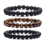 MengPa Mens Beaded Bracelets Couples Matching Bracelet Set Lava Rock Beads for Women Stone Jewelry