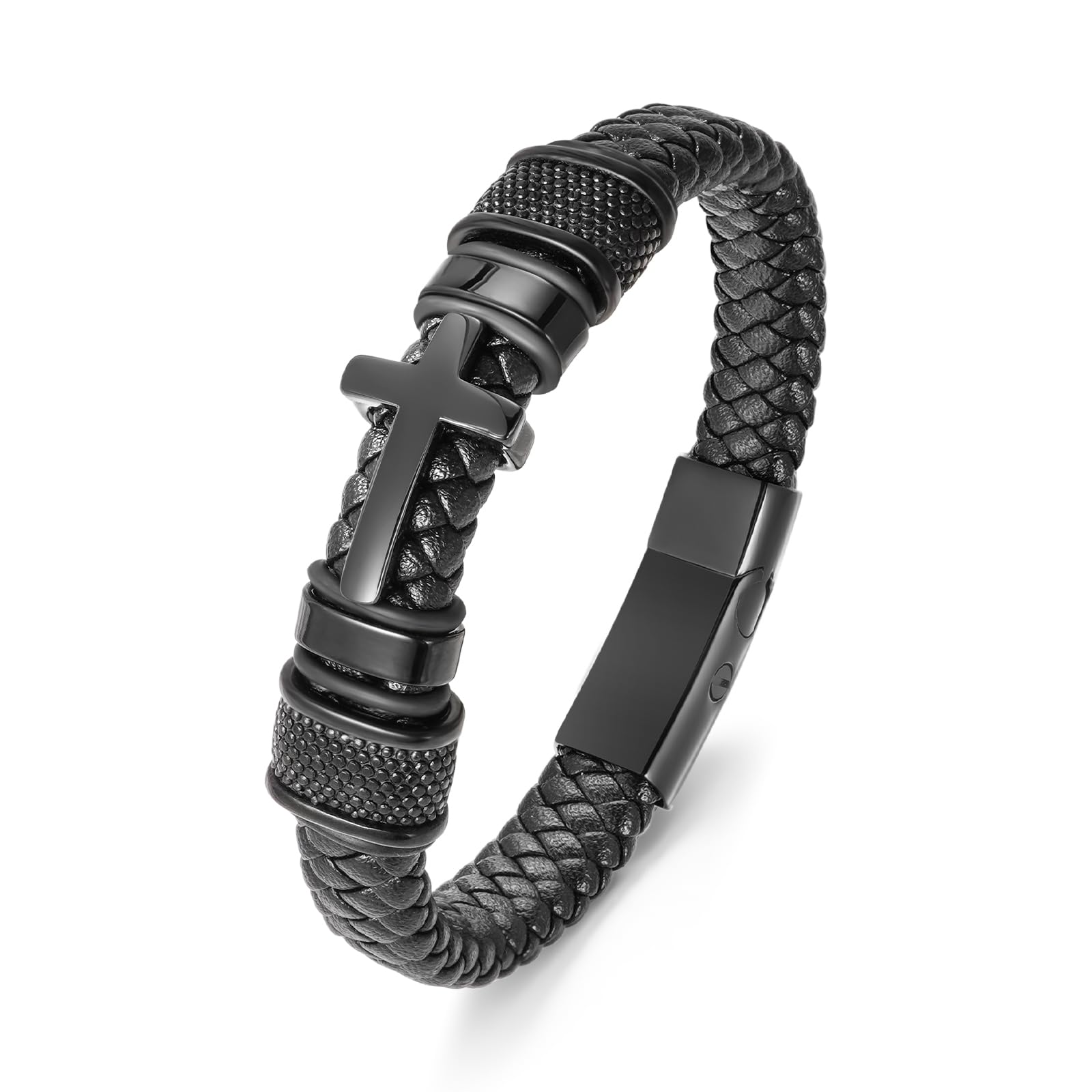 abooxiu Urn Bracelet for Ashes Leather Cremation Bracelet for Human Ashes Stainless Steel Ash Bracelets Memorial Cremation Jewelry Keepsake Bangle for Men