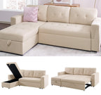 Naomi Home Transform Any Space: Sleeper Sectional Sofa with Convertible Sofa Bed & Inviting Chaise. Find Tranquil Comfort with Stress-Relieving Design & Durable Cushions - Black/Air Leather