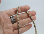 Handmade 4mm Petoskey Coral Bead Necklace Strand, Small Brown Stone Beaded Necklace