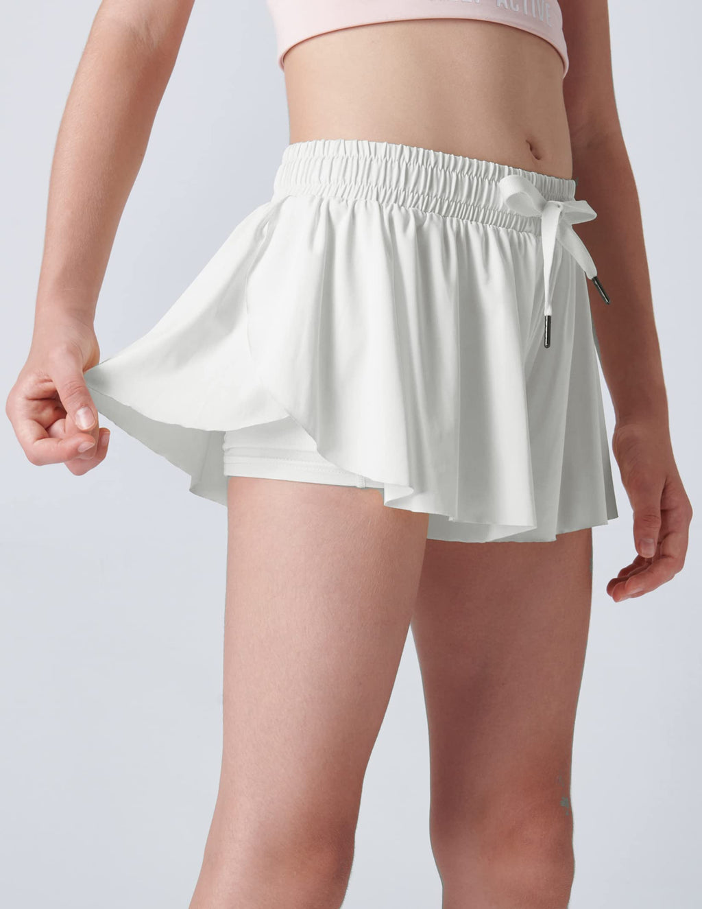 3er-Pack Mädchen Fließende Shorts mit Spandex-Futter 2-in-1 Jugend Schmetterlingsröcke für Fitness, Laufen, Sport (Set 2, Jugend Medium)