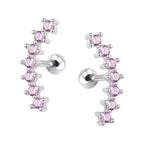 ZS Curve Seven Stud CZ Stud Earrings 316L Stainless Steel Ear Helix Conch Cartilage Piercing