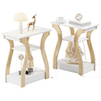 End Tables Living Room, White End Table with Charging Station,White Side Table, Nightstand for Bedroom, 3 Tier End Table with Storage Shelf for Living Room