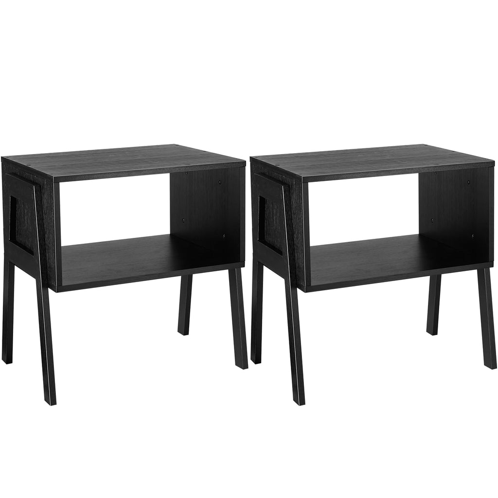 Pipishell Bamboo Stackable End Tables, Wood Living Room Nightstand, Bedside Tables for Bedroom Storage, Set of 2