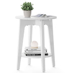 VASAGLE Side Table, Small Round End Table with Lower Shelf, Nightstand for Small Spaces, Living Room, Bedroom, Rustic Walnut ULET283T41