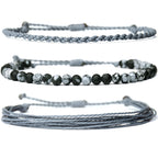 Handmade Natural Stone Beaded Healing Bracelet Gift for Men Adjustable Rope String Bracelet (Lava Rock, Adjustable)