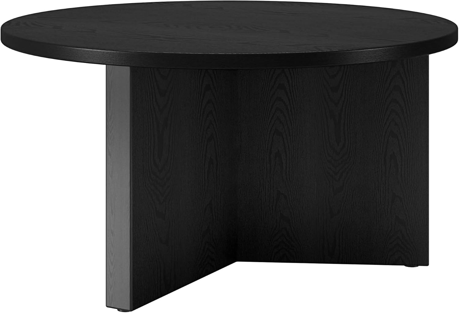 Henn&Hart 32" Wide Round Coffee Table in Black Grain, for Home, Living Room, Bedroom, Entertainment or Office