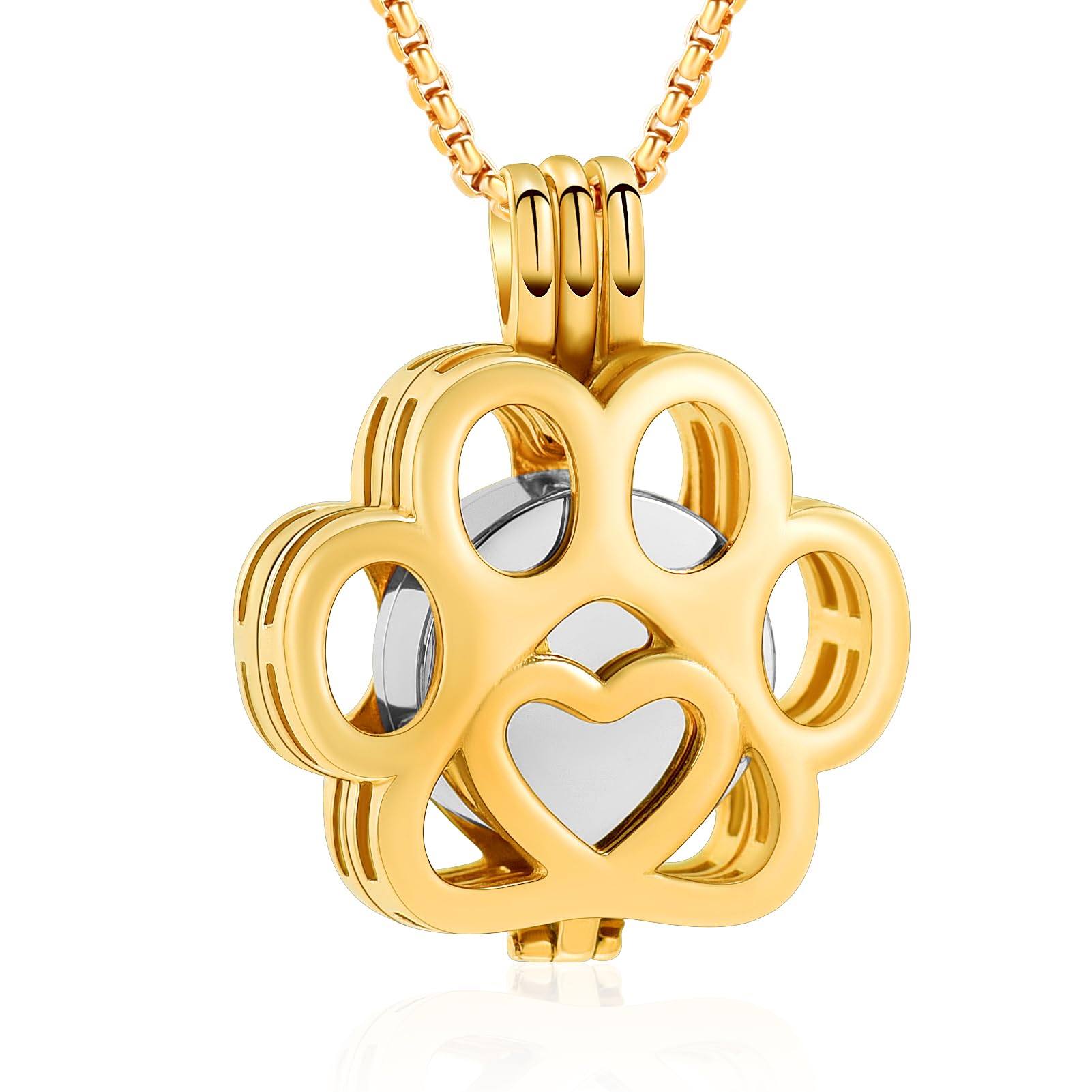 Oinsi Pet Cremation Jewelry For Ashes For Dog/Cat Paw Stainless Steel Memorial Locket Urn Necklace Inside Mini Case Keepsake Cremation Jewelry Women Men