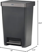 Rubbermaid Premier Series III Step-On Trash Can for Home and Kitchen, with Stainless Steel Rim, 12.4 Gallon, Charcoal, for Home/Kitchen/Garage/Apartment/Office