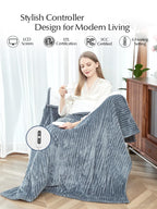 Heated Blanket Throw Size, Soft and Cozy Electric Heating Blanket for Bed, Automatic Safety System 6 Heating Levels & 4 Hours Auto-Off, 50" x 60" Dark Grey