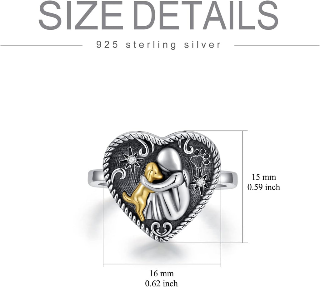 AOBOCO Sterling Silver Dog Urn Ring for Ashes, Dog Memorial Keepsake Cremation Jewelry Gifts for Dog Lovers Women