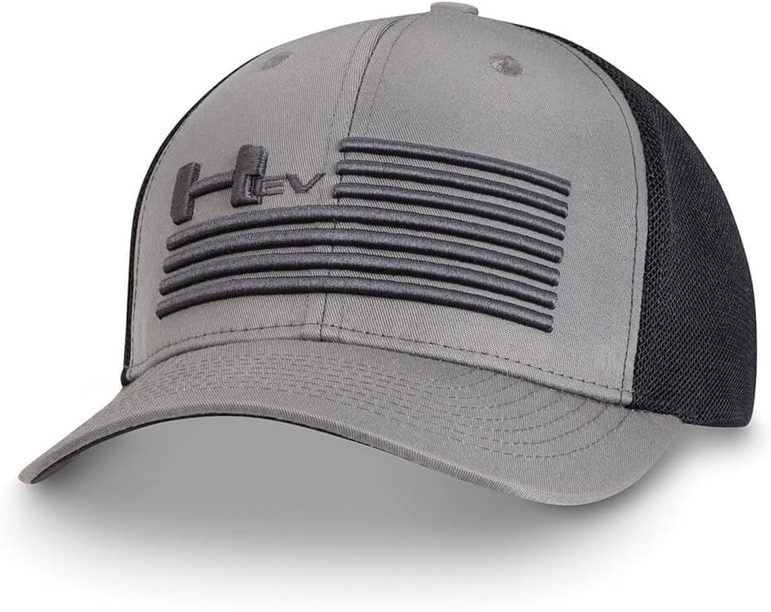 GMC Hummer EV Flag Hat - Embroidered Snapback Cap - Officially Licensed by GM Gray