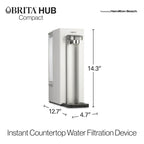Brita Hub Compact Instant Powerful Countertop Water Filter System, Reduces 70+ Contaminants, 9 Cup Water Reservoir, Includes 6 Month Carbon Block Filter, White, 87344