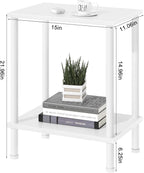 End Table,Small Side Table,2-Tier Nightstand with Storage Shelf,Sofa Bedside Table for Small Spaces in Living Room,Bedroom, Office,Stable Frame,Easy Assembly,White