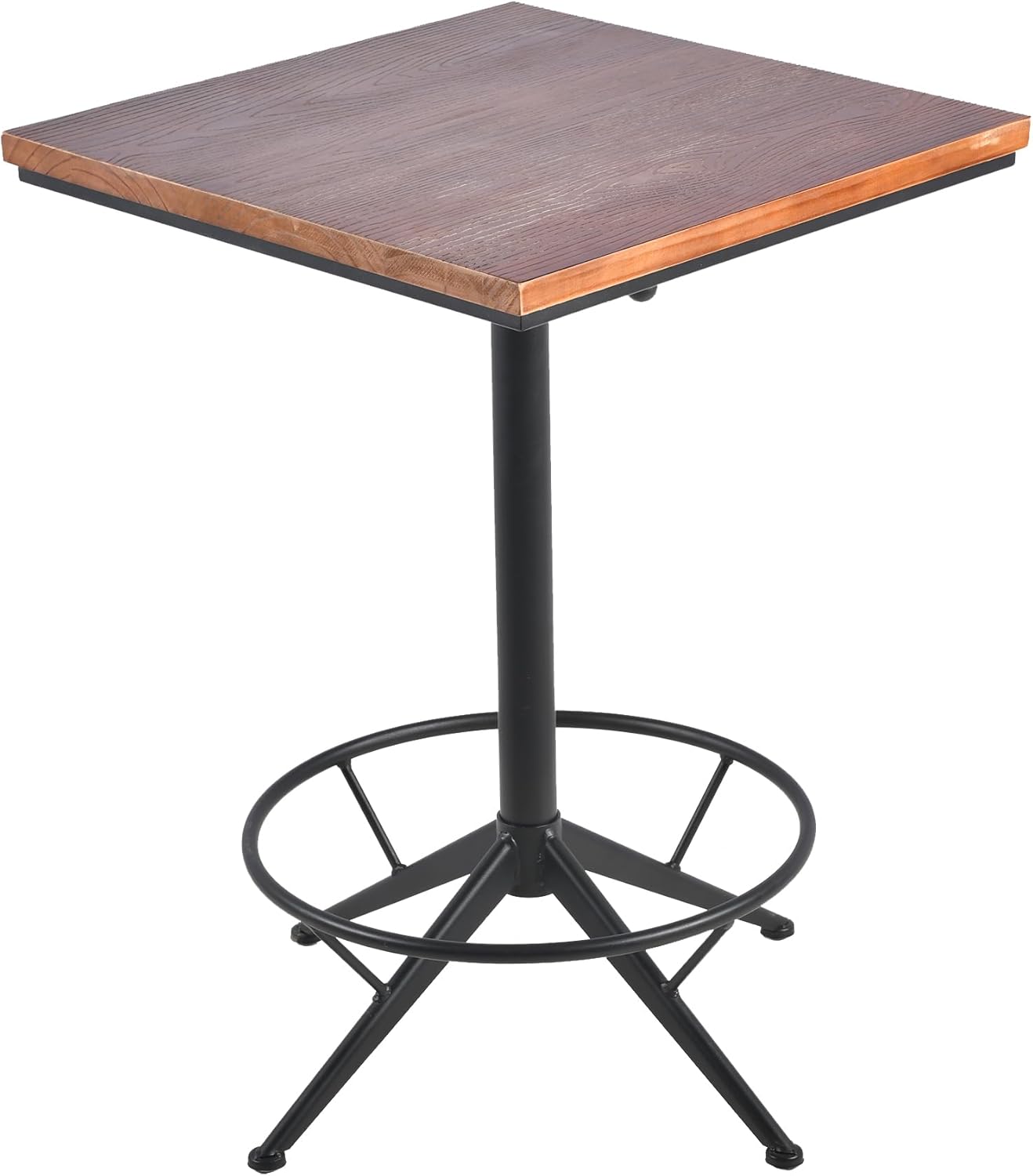 Diwhy Industrial Design Bar Table Height Adjustable 30.3-35.4in Kitchen Dining Coffee Bistro Pub Square Table Top Table Black