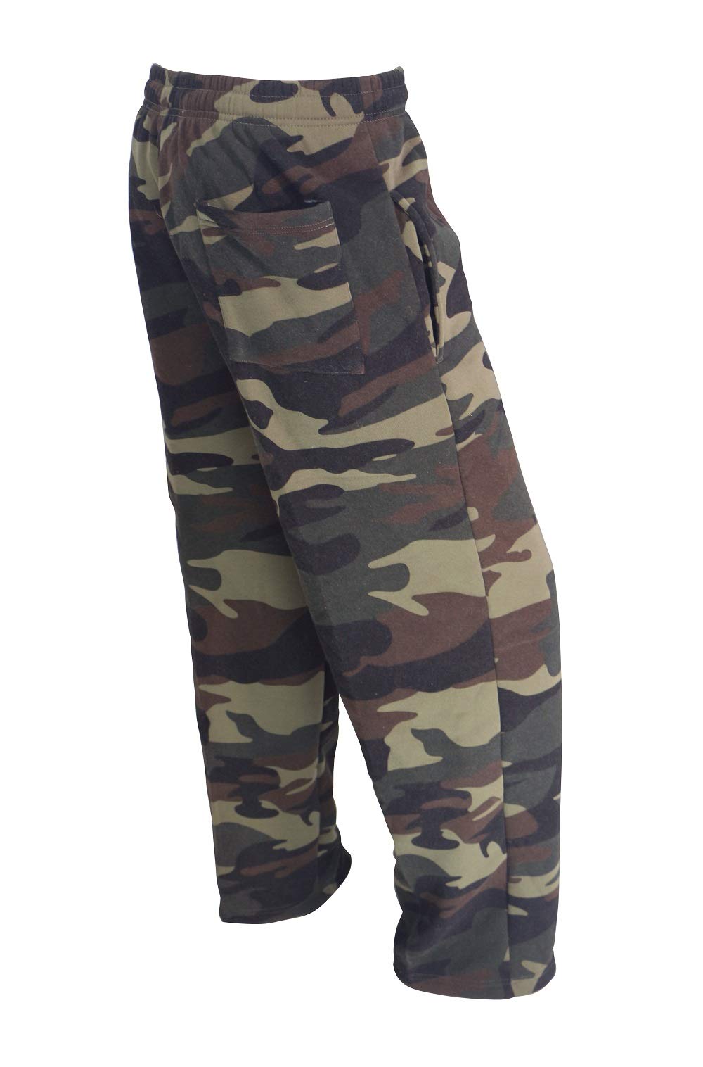 Facitisu Mens Sweatpants Fleece Athletic Open Bottom Workout Pants with Pocket Baggy Drawstring Sweats Pants Gym Joggers Camo Large