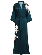 PRODESIGN Kimono Robe for Women - Long Satin Sleepwear Silky Kimono Cover-Up Nightgown Japanese Bathrobe Loungewear Blouse