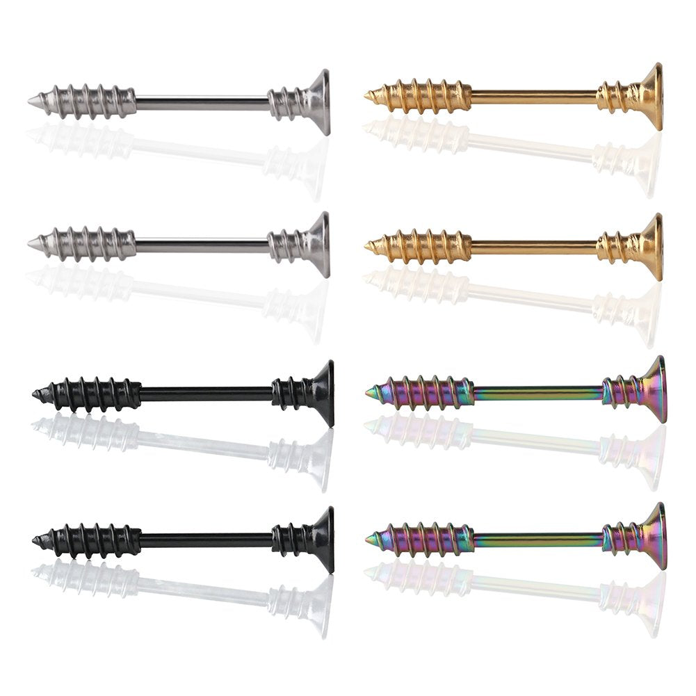Ruifan 316L Stainless Steel Screw Bar Nipple Barbell Ring Body Piercing 14G