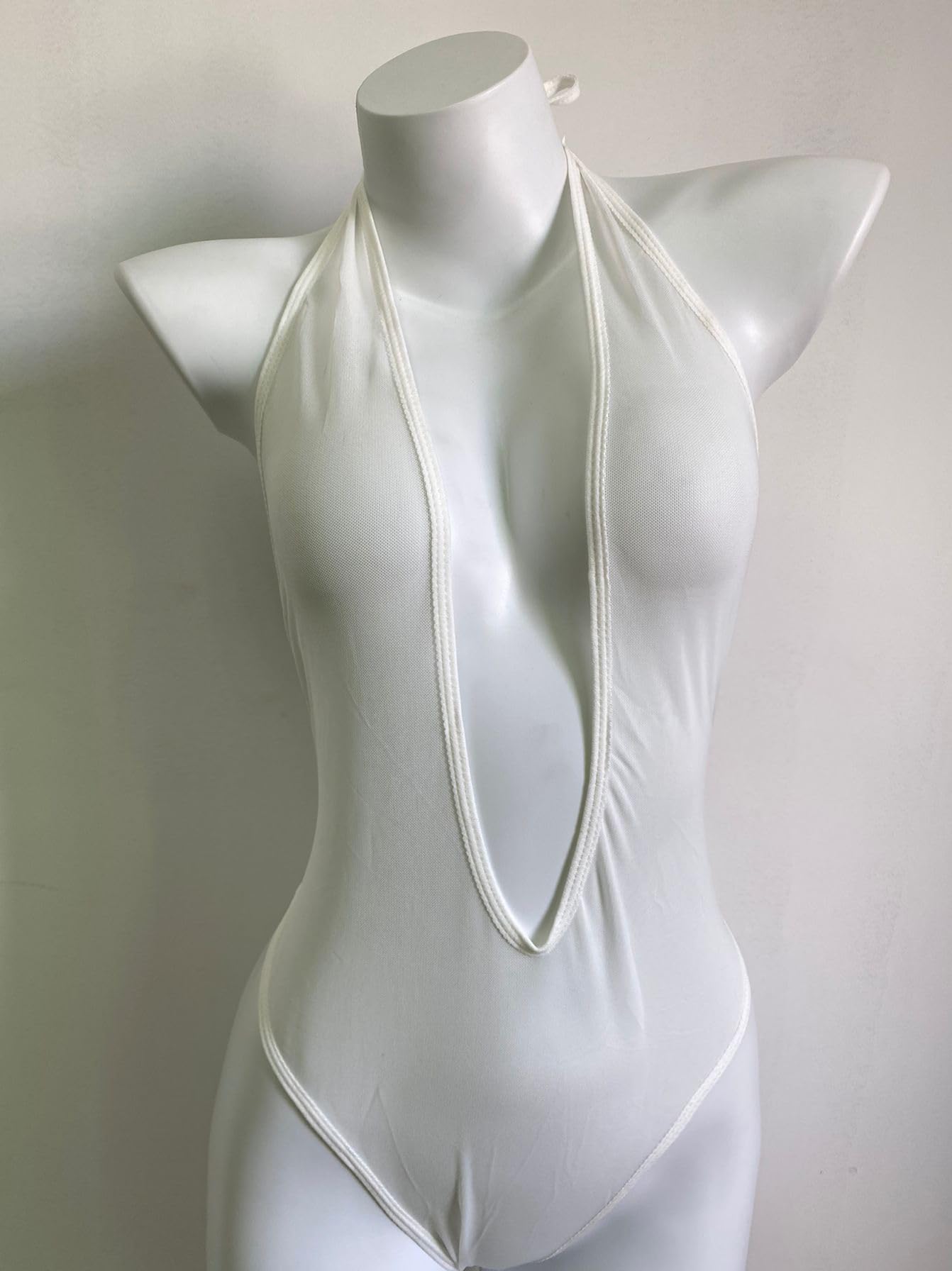 Micro Bikini Sexy Bathing Suit for Women See Through Lingerie Sheer When Wet Swimsuit Sheer Body Suit High Cut Monokini White