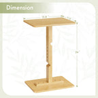 Amazer Bamboo End Table, Height Adjustable Side Table for Couch, Small Drink Table for Small Places, Sofa Tray Table for Living Room, Bedroom Home Office, Natural Color