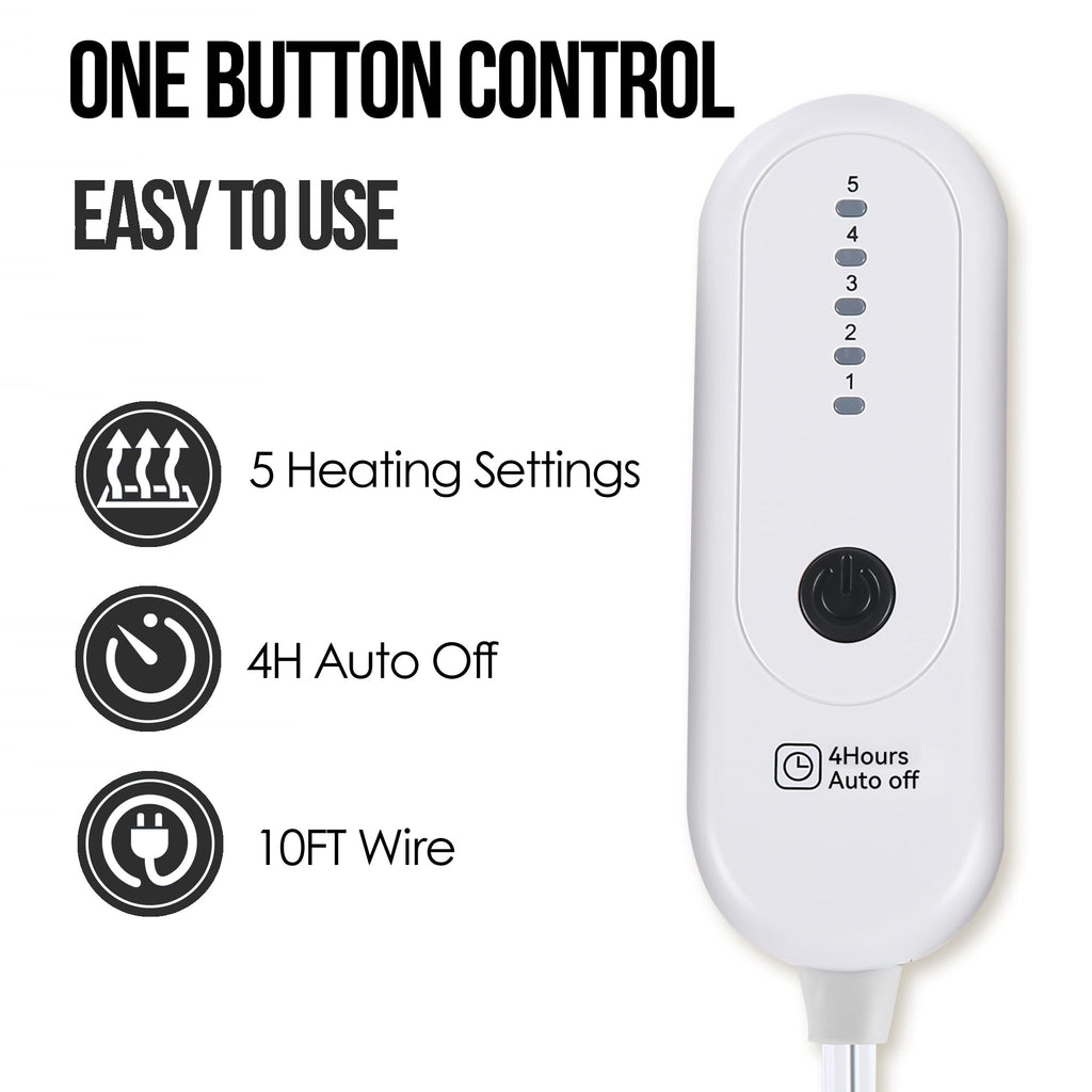 Coperta Elettrica Riscaldata Plaid con 5 Livelli di Riscaldamento e Spegnimento Automatico dopo 4 Ore, Plaid Riscaldato 50"x60" con Certificazione ETL e FCC per Casa e Ufficio, Lavabile in Lavatrice, Grigio Scuro