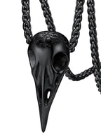 FaithHeart Viking Raven Necklace for Men, Norse Mythology Raven Skull Pendant Sturdy Stainless Steel Amulet Jewelry Gift for Men