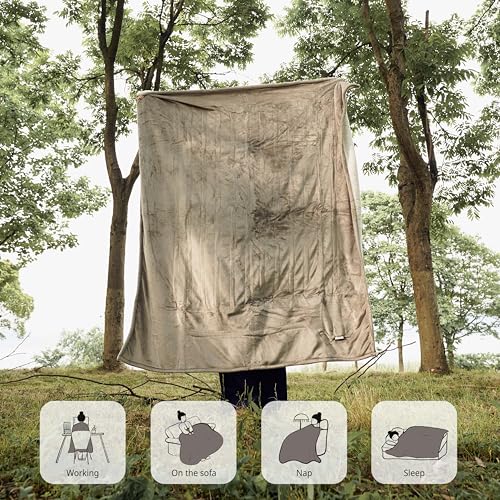 Opvarmet tæppe 50" x 60" - Opvarmet tæppe med 5 varmeniveauer og 3 timers automatisk slukning, maskinvaskbar, ETL &amp; FCC-certificering, overvarmebeskyttelse (Racoon) 