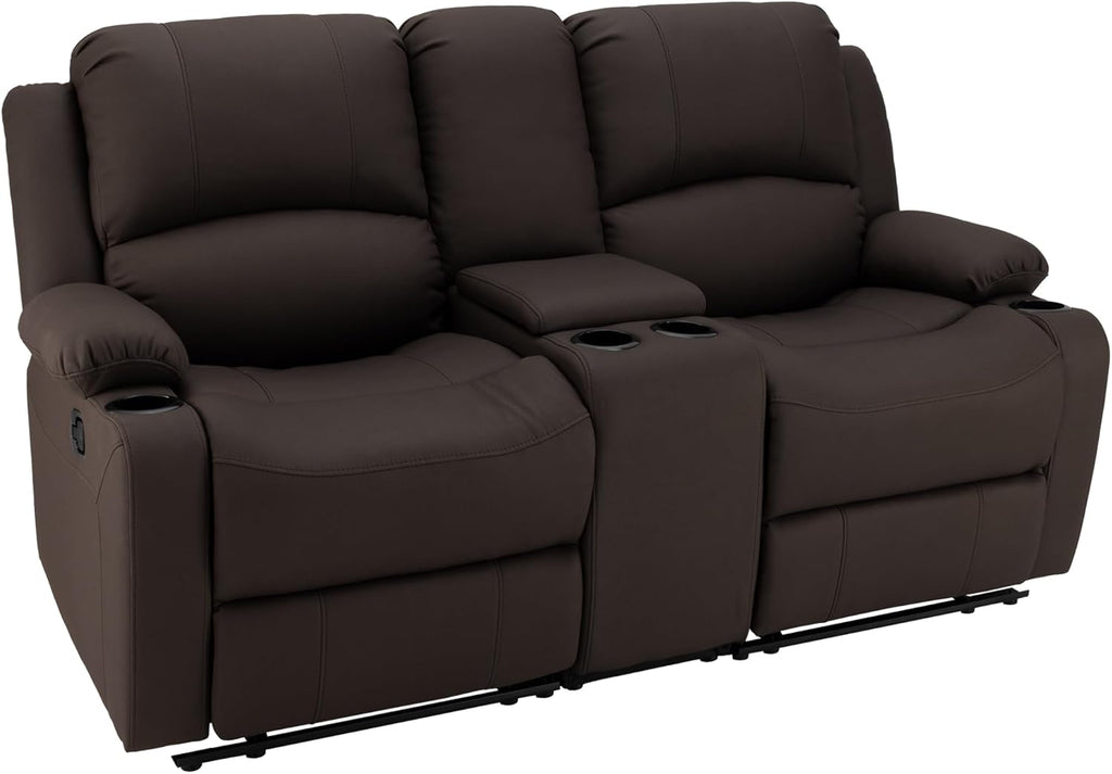67" Wall Hugger Reclining | RV Theater Seats | Double Recliner RV Sofa & Console | RV Couch | RV Theater Seating | RV Furniture (Manual, Chocolate)