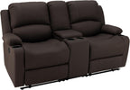 67" Wall Hugger Reclining | RV Theater Seats | Double Recliner RV Sofa & Console | RV Couch | RV Theater Seating | RV Furniture (Manual, Chocolate)