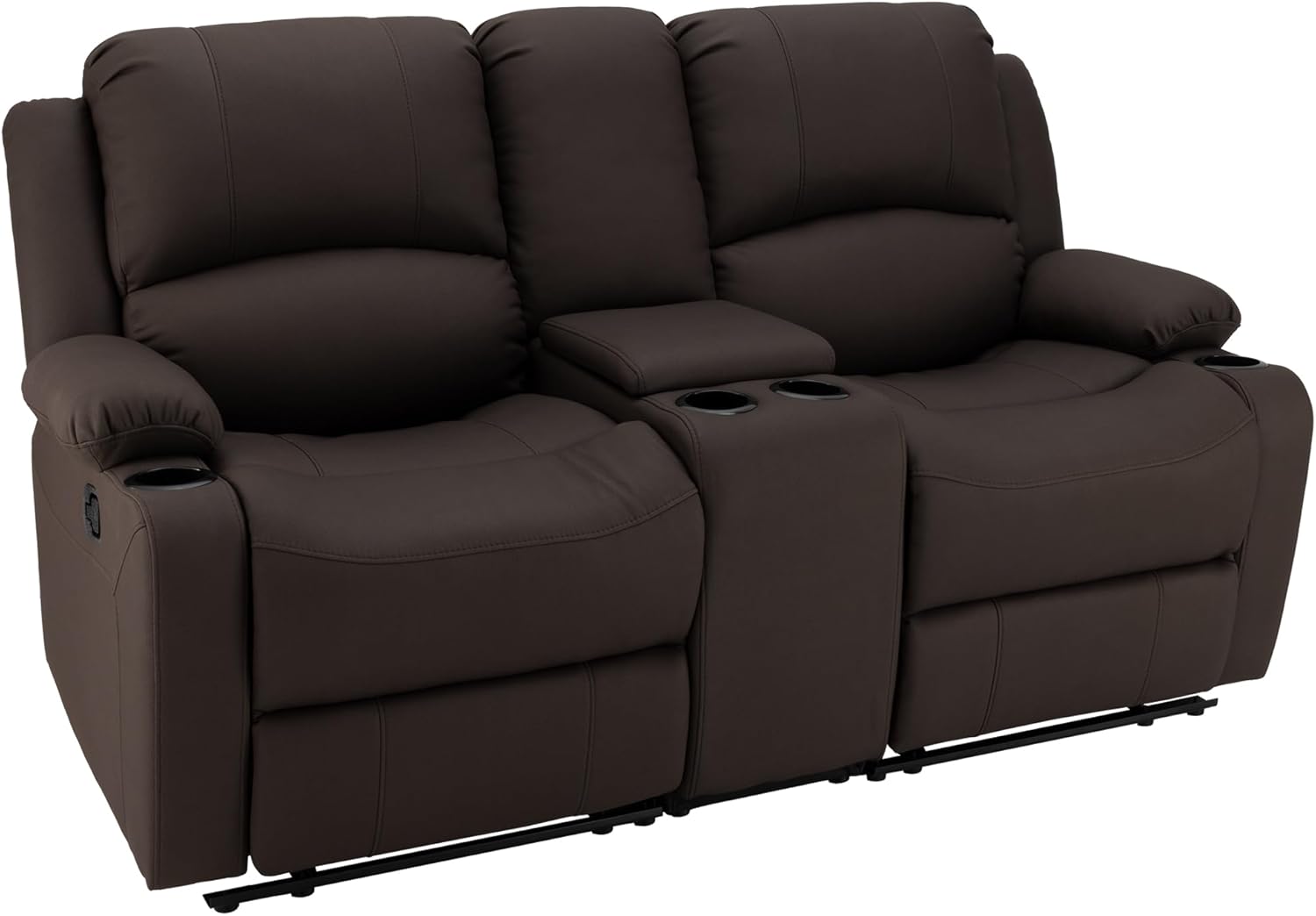 67" Wall Hugger Reclining | RV Theater Seats | Double Recliner RV Sofa & Console | RV Couch | RV Theater Seating | RV Furniture (Manual, Chocolate)