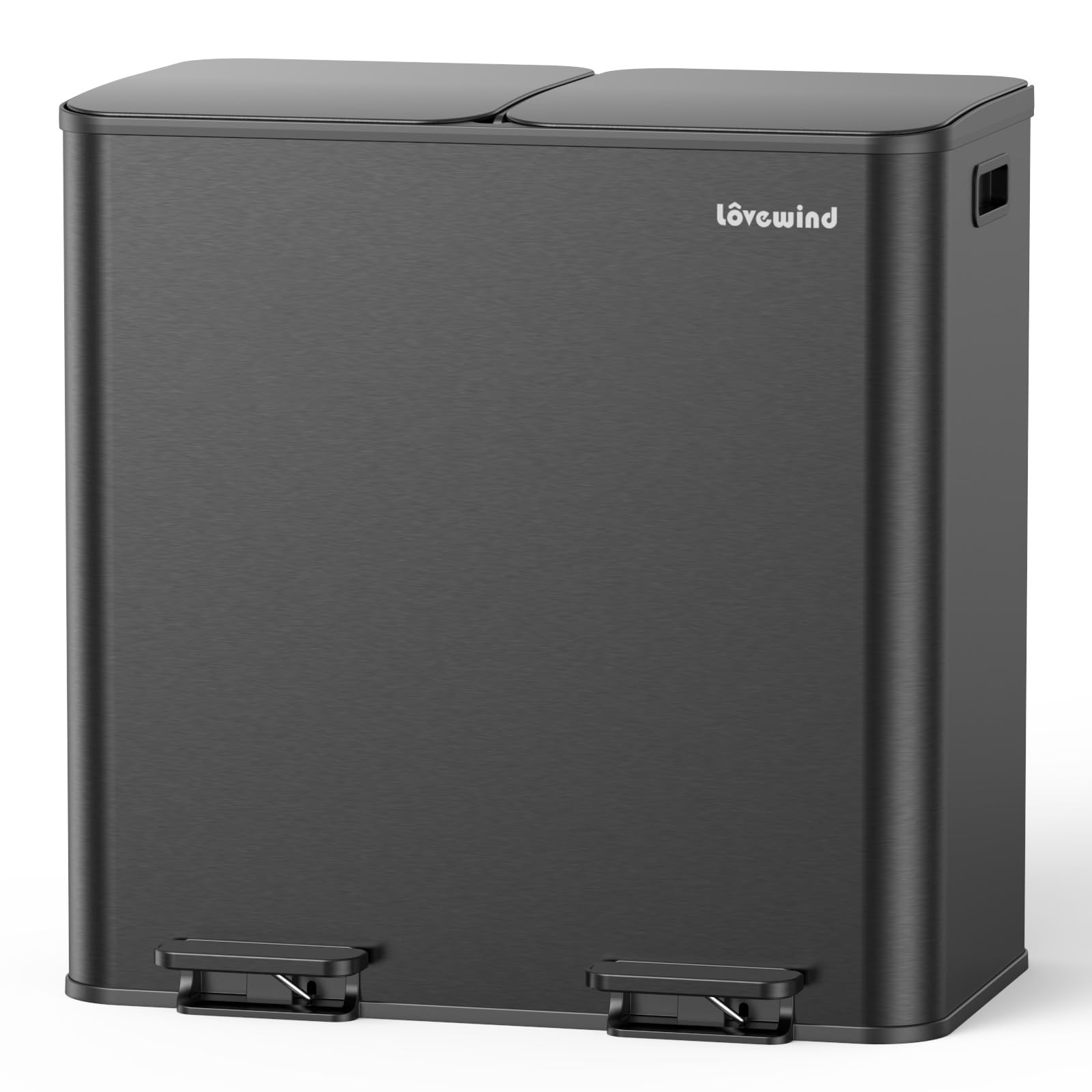 Lovewind Trash Can, 2 x 10.5 Gallon (2 x 40 L) Garbage Can for Kitchen Dual Compartment Recycling Kitchen Step Trash Bin, Stainless Steel Trash and Recycle Bin Combo with Soft-Close Lid, Silver