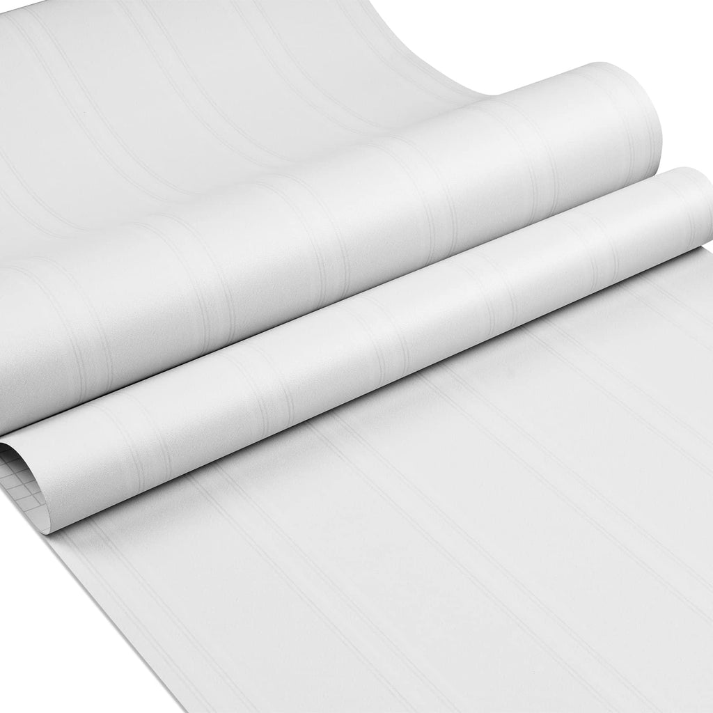 ReWallpaper 17.5in x 23ft Removable Vinyl Faux Beadboard Peel and Stick Prepaste Wallpaper Liner Self Adhesive Contact Paper Faux Wainscoting Panels Peel and Stick Wallpaper for Bathroom Kitchen Walls