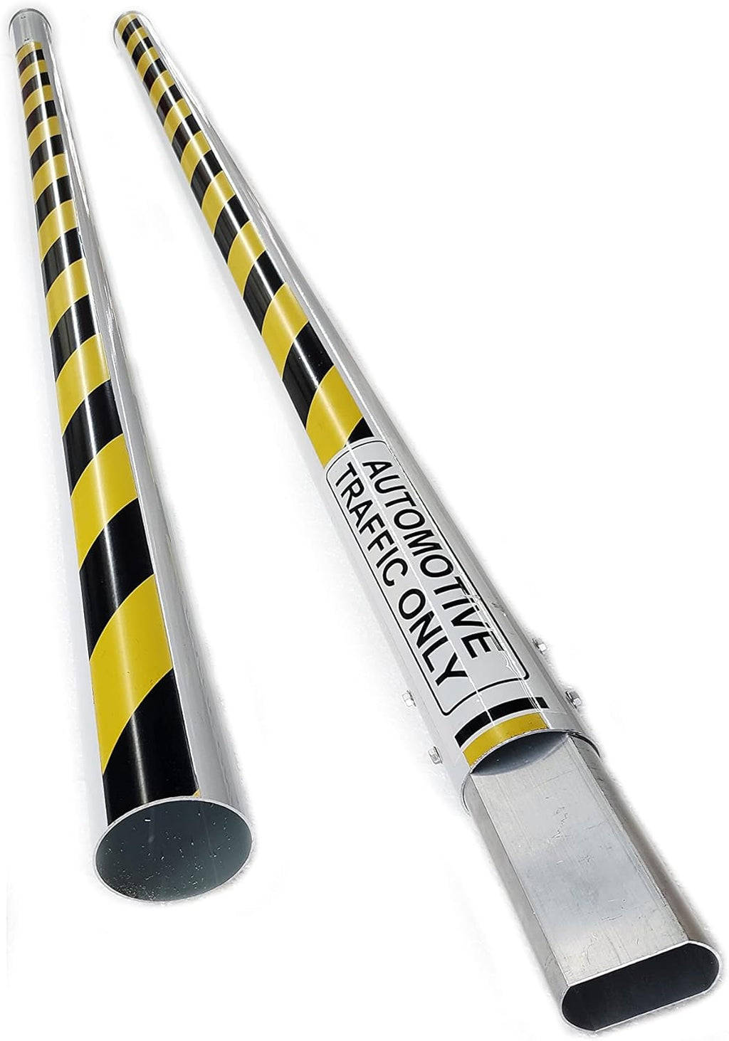 Parking Barrier Arm 12ft 2 pieces X 6 ft Aluminum Round Replacement Arm for Gate Operator (With Yellow/Black Stripes)