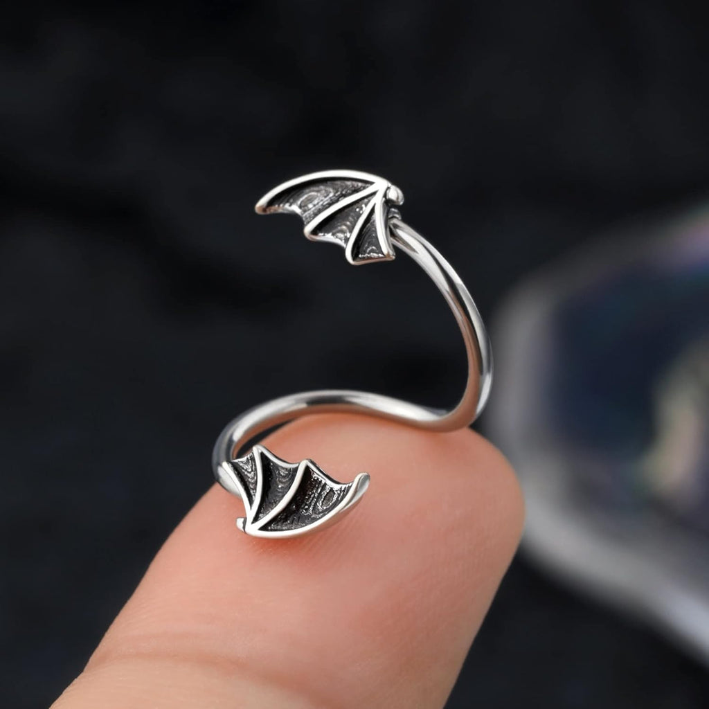 CM Crareesi Mania Bat Twist Helix Earrings 316L Stainless Steel Spiral Barbell 16G Helix Piercing Jewelry for Halloween Conch Tragus Piercing Jewelry