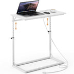 Vagusicc C Shaped End Table, 33"Tall Side Table for Couch, C-Table Sofa Table Adjustable Height Side Table, Large Surface Slide Under Couch Table, Coffee Table TV Tray for Living Room, Bedroom, Black