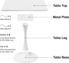 White Square Tulip Table for 2 Person, 24 Inch Small Dining Table with Pedestal Base for Two, Mid Century Modern Tulip Tables for Kitchen, Living Room, Cafe, Coffee, Office, Bistro, Pub, Bar, Wood Top