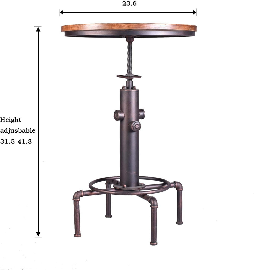 Topower Industrial Bar Table 31.5-41.3" Adjustable Pub Table Kitchen Dining Coffee Bistro Table (Bronze)
