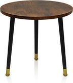 Round Side Table for Small Spaces-16inch Brown Wood Top & Black Metal Tri-Leg Accent Table, Rustic Modern Nightstand End Table for Bedroom, Living Room, Balcony - Easy Assembly Farmhouse Decor