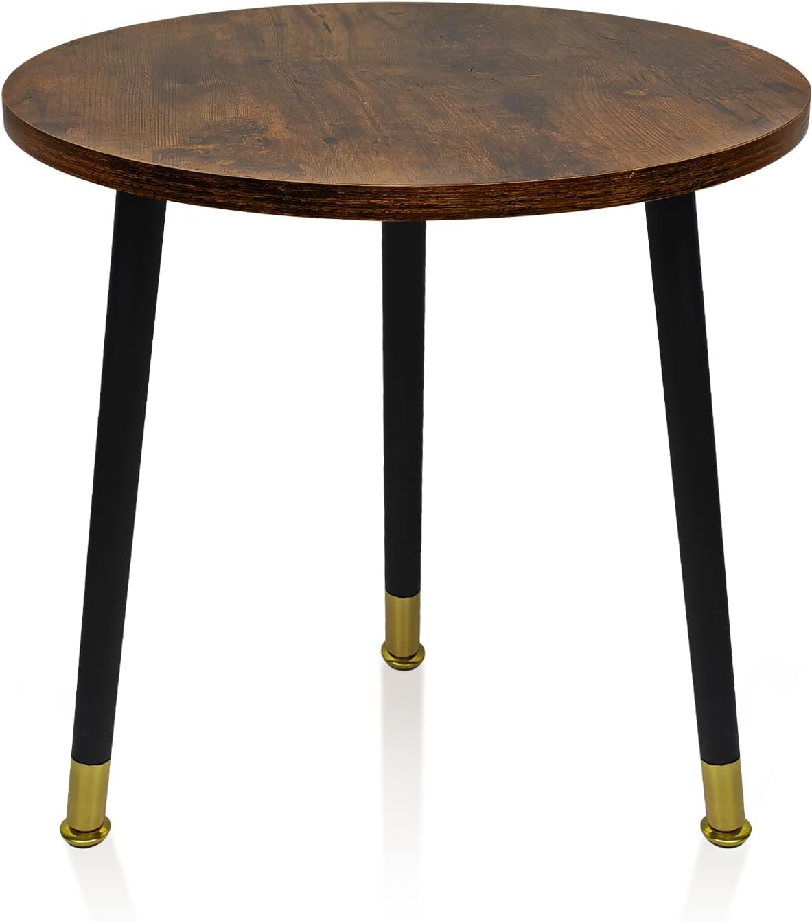 Round Side Table for Small Spaces-16inch Brown Wood Top & Black Metal Tri-Leg Accent Table, Rustic Modern Nightstand End Table for Bedroom, Living Room, Balcony - Easy Assembly Farmhouse Decor