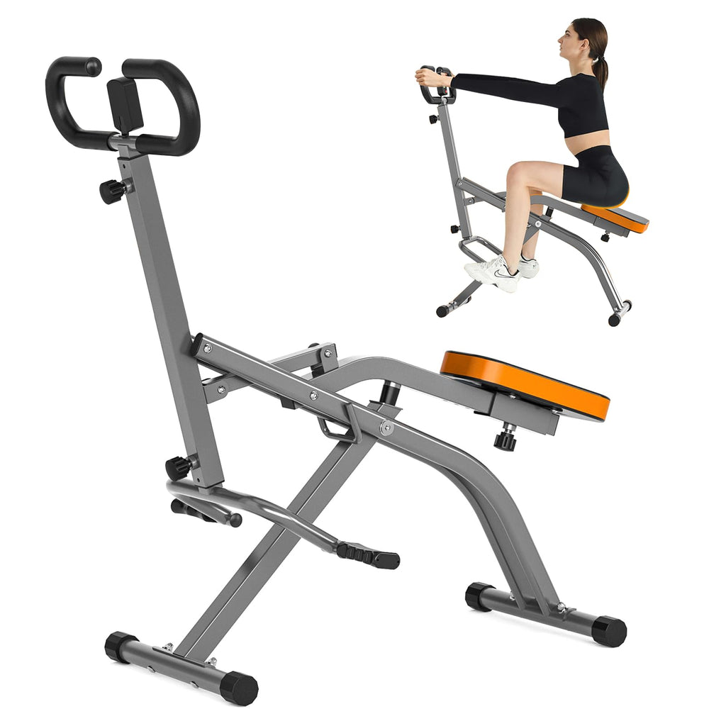 NAYSAYE Entraîneur d'Assistance aux Squats, Machine à Squats Machine à Ramer avec Bandes de Résistance Réglables Écran LCD, Entraîneur d'Exercice Pliable avec Capacité de Charge de 265LBS pour Bureau à Domicile Argenté