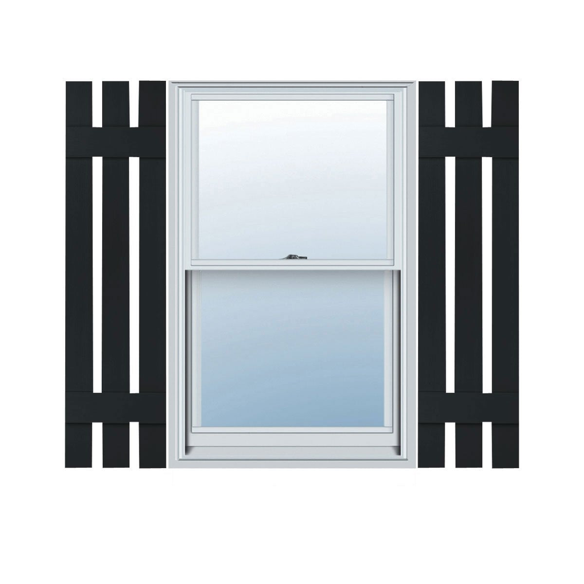 Builders Edge 12"W x 54"H, Custom Three Board Spaced (2 Batten) Shutters (Per Pair), 002 - Black