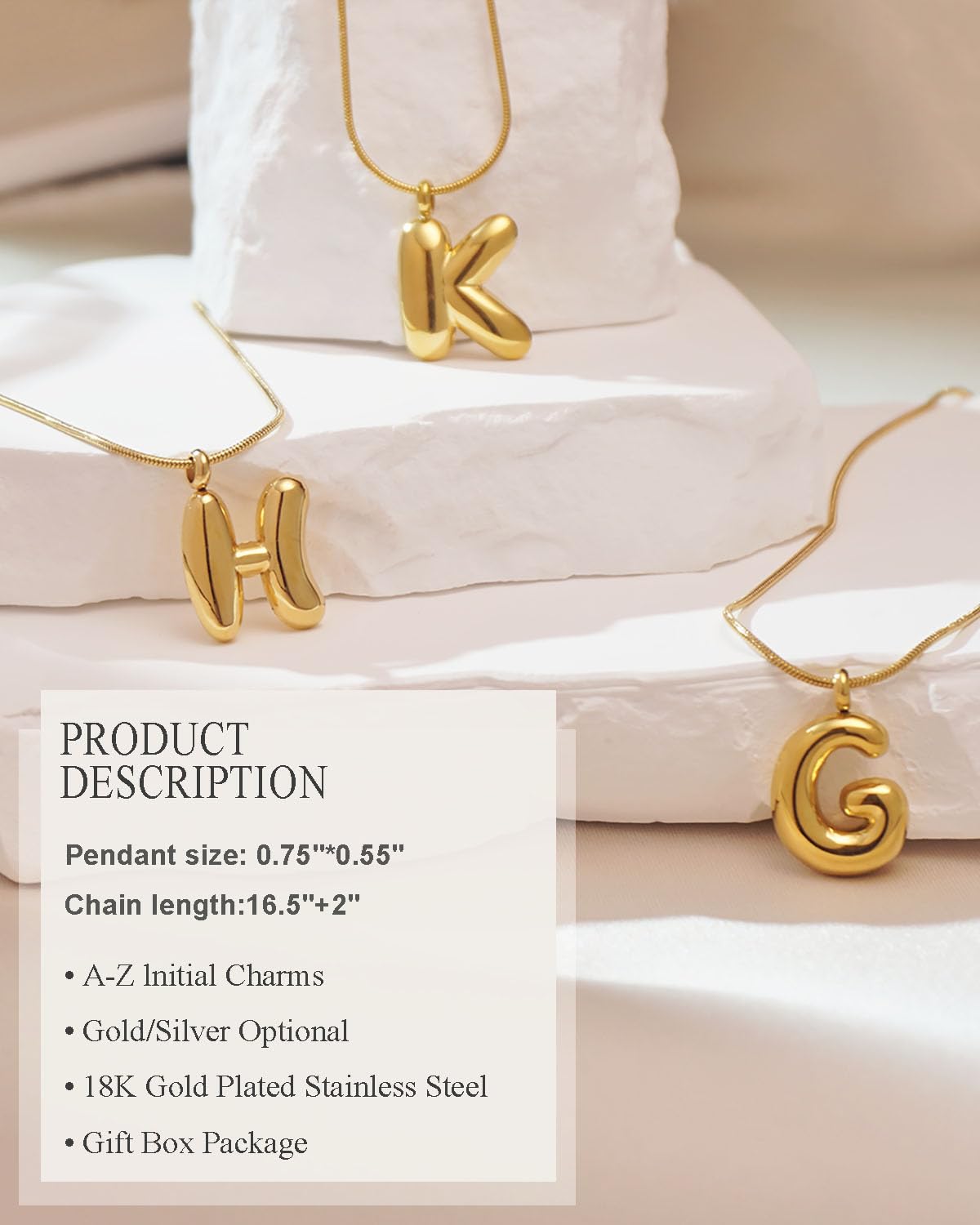 NORLSO Bubble Letter Necklace Gold For Women Cute