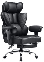 COMHOMA Big and Tall Office Chair 400LBS Wide Ergonomic Gaming Chair with Deluxe Embossing Designed Leather with Foot Rest,150°Reclining Adjustable Armrests Pocket Spring Back Support and Pillow